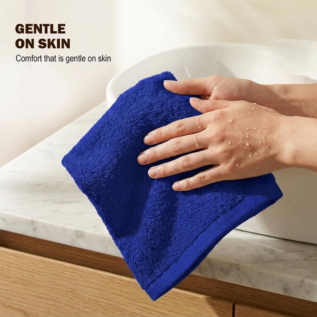 Utopia Towels 24 Pack Cotton Washcloths Set, 100% Ring Spun Cotton, Premium Quality Flannel Face Cloths, Highly Absorbent and Soft Feel Fingertip Towels, Royal Blue