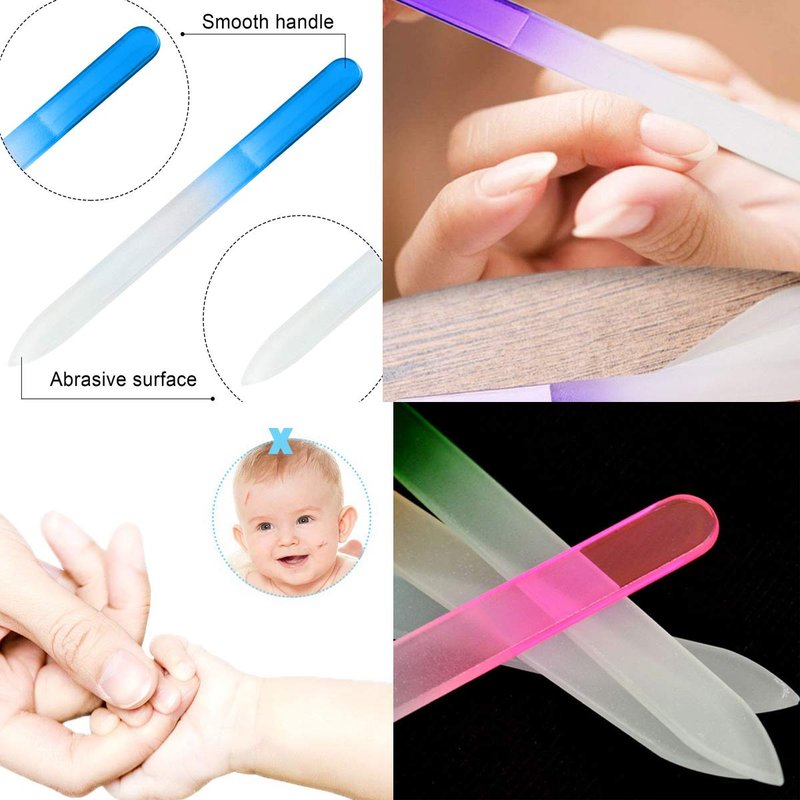 12PCS Glass Nail Files Crystal Glass Fingernail Files Double Sided Glass Nail File Mixed Color Manicure Set Christmas Gifts Stocking Stuffers