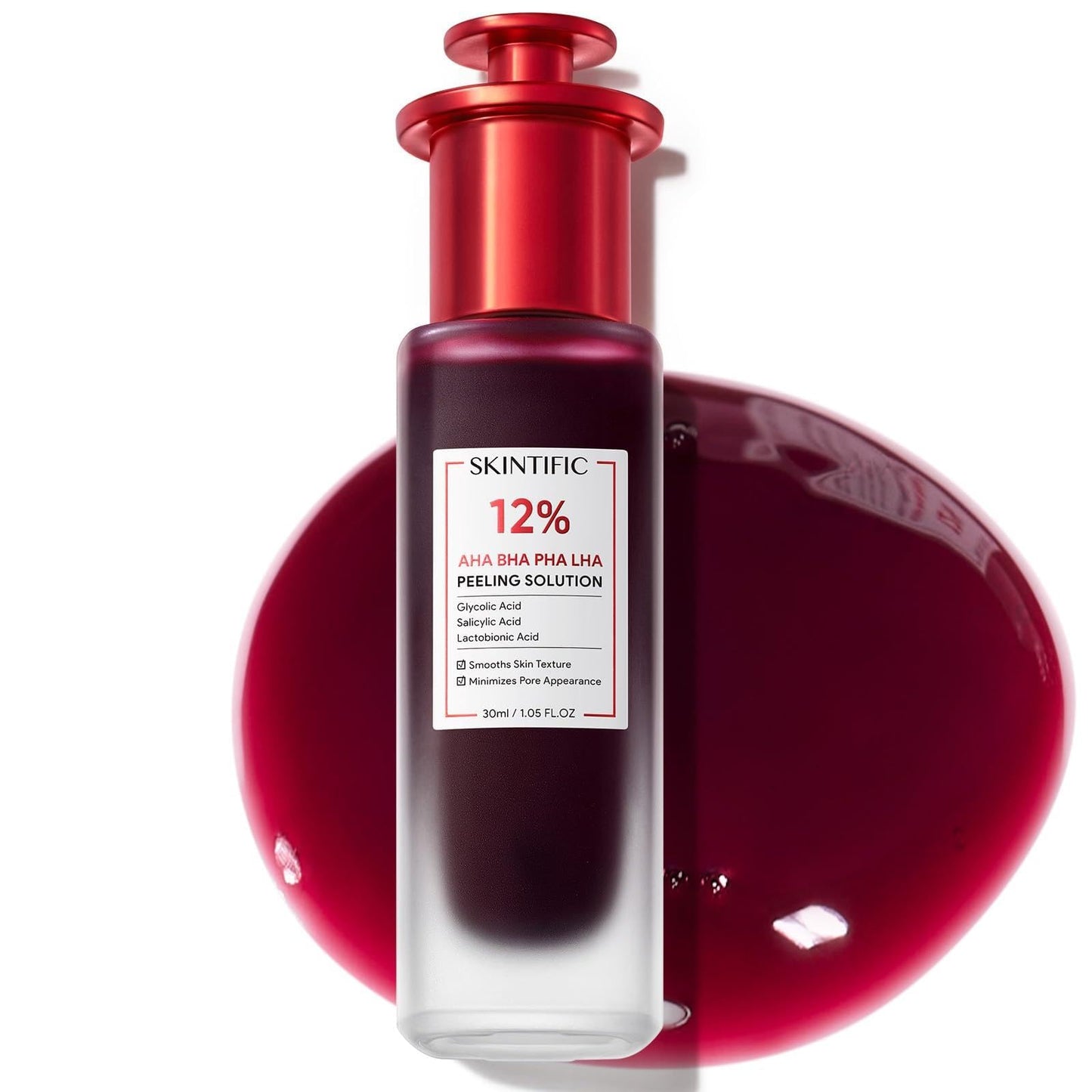 SKINTIFIC 12% AHA BHA PHA LHA Peeling Solution, Glycolic Acid Acne Treatment for Face, Exfoliating Peeling Serum for Dull, Rough, Oily Skin with Clogged Pores & Dead Cells