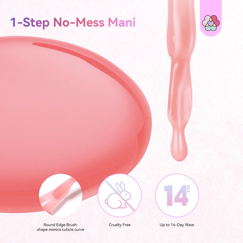 SAVILAND Glazed Nails One-Step Gel Nail Polish: Nail Polish Pen Set Sheer Pink 15ml 0.5oz 1-Minute Manicure 5 in 1 Gel Polish Art Foundation Builder Color & Base Top Quick & Easy DIY Manicures