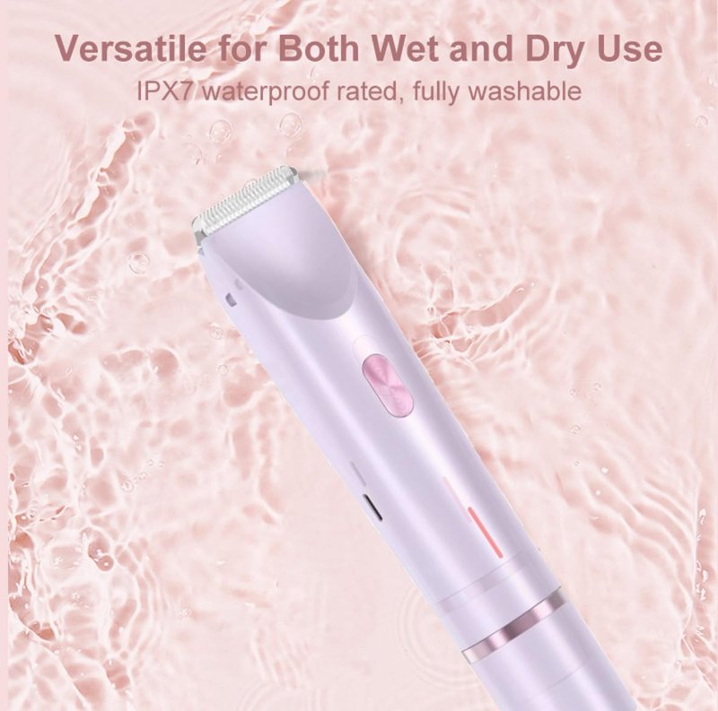 Electric Bikini Trimmer for Women, USB Rechargeable Electric Shaver for Bikini Line, Legs, Underarms – Portable Waterproof Lady Grooming Razor (Purple)
