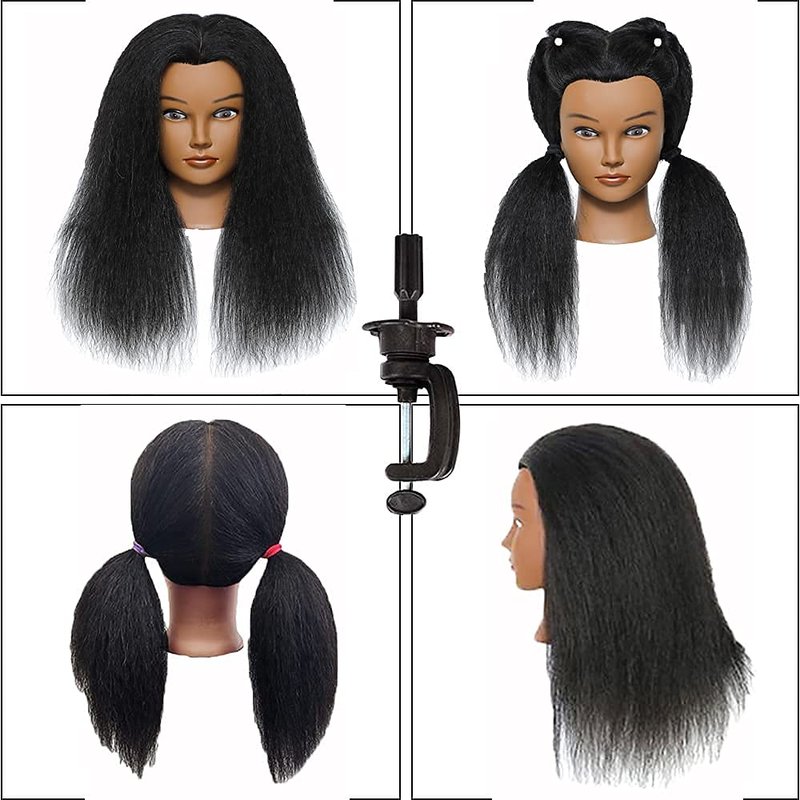 Realistic Mannequin Head with 100% Human Hair - Cosmetology Styling Practice Doll | 14 Inch
