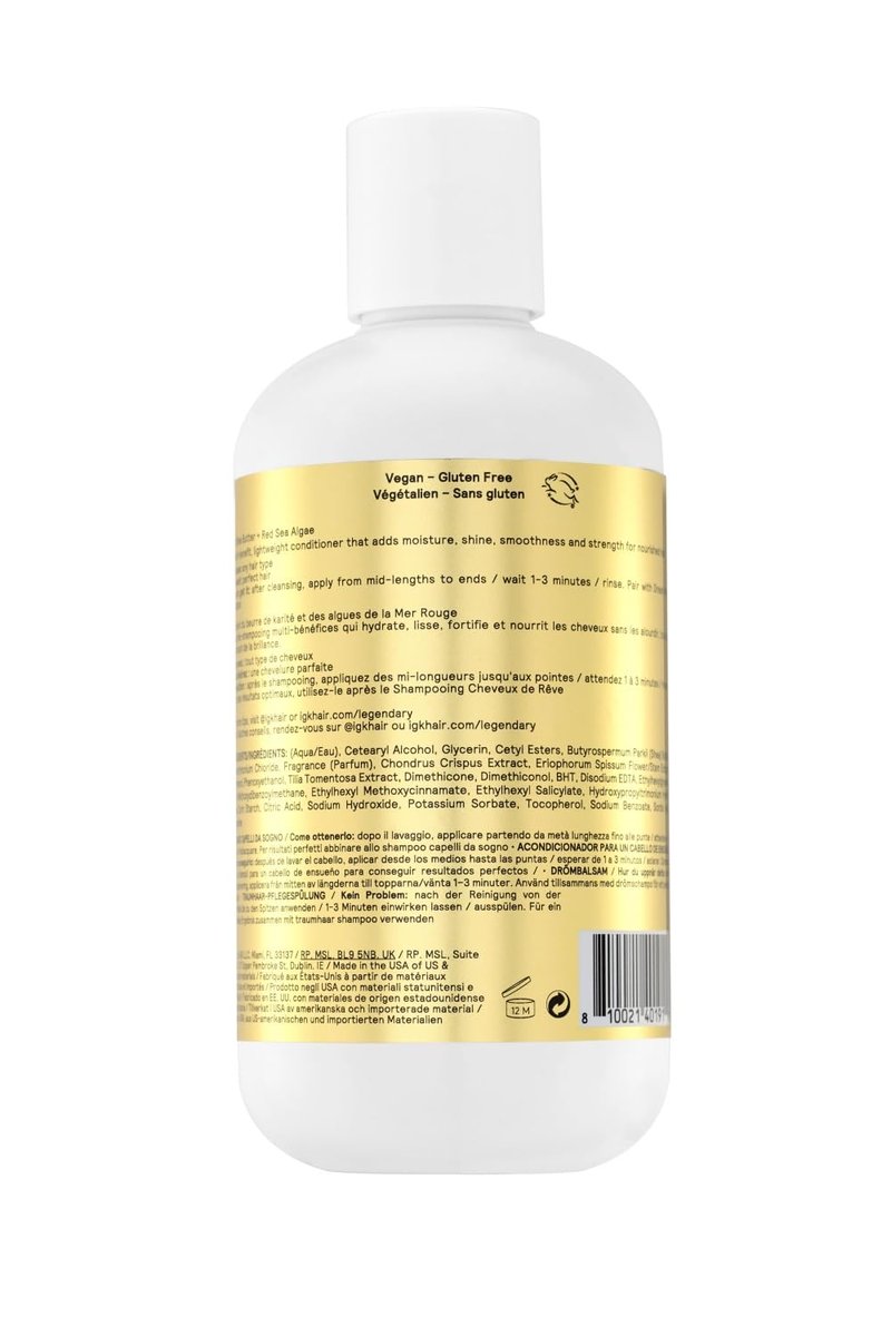 IGK LEGENDARY Dream Hair Conditioner | Softens Smooths and Adds Shine | Moisturizes Dry Damaged Hair for a Healthy Look | 8 Oz