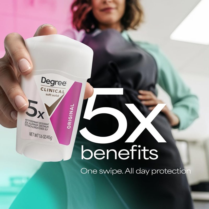 Degree Clinical Strength Antiperspirant Deodorant - 96-Hour Odor Protection | Original Soft Solid, 1.6 oz