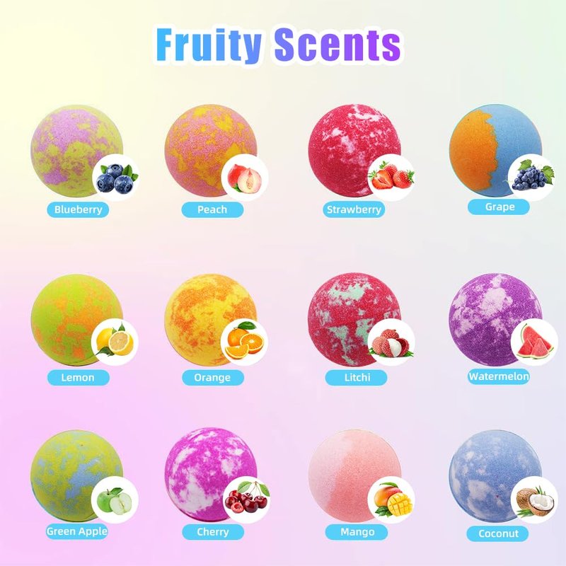 Bath Bombs for Girls with Toys Inside, Kids Bath Bombs with Jewelry Inside, 12 Pcs Natural Bubble Bath Set for Skin Moisturizing, Birthday Christmas Easter Gifts for 4 5 6 7 8 Year Old