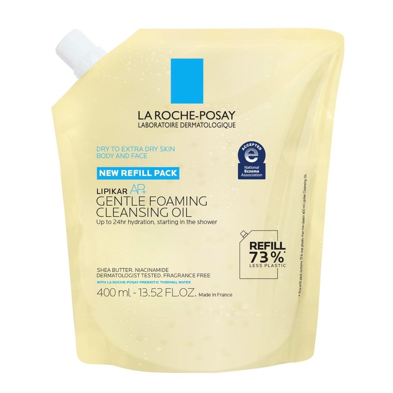 La Roche-Posay Lipikar AP+ Gentle Foaming Cleansing Oil - Hydrating Face & Body Cleanser with Niacinamide, Fragrance-Free