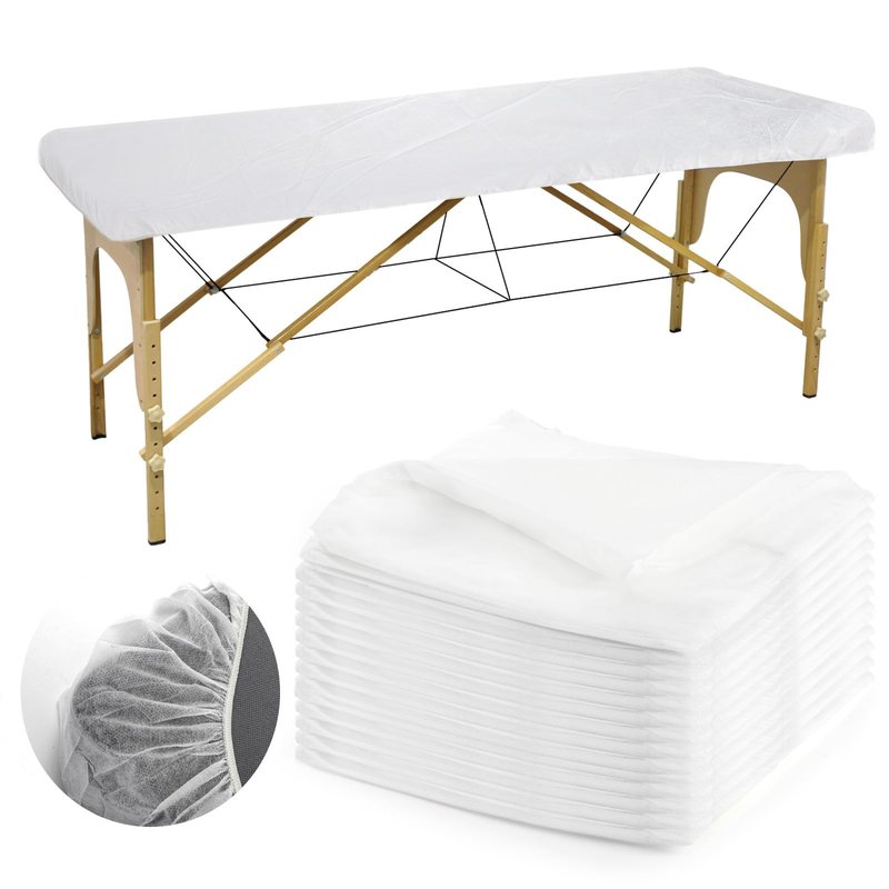 DEAYOU 30 PCS Disposable Fitted Massage Table Sheets, Elastic Spa Bed Covers, Breathable Non Woven Fabric Massage Table Protector for Tattoo, Hotel, Beauty Salon, Facial, Esthetician, 35" x 86", White