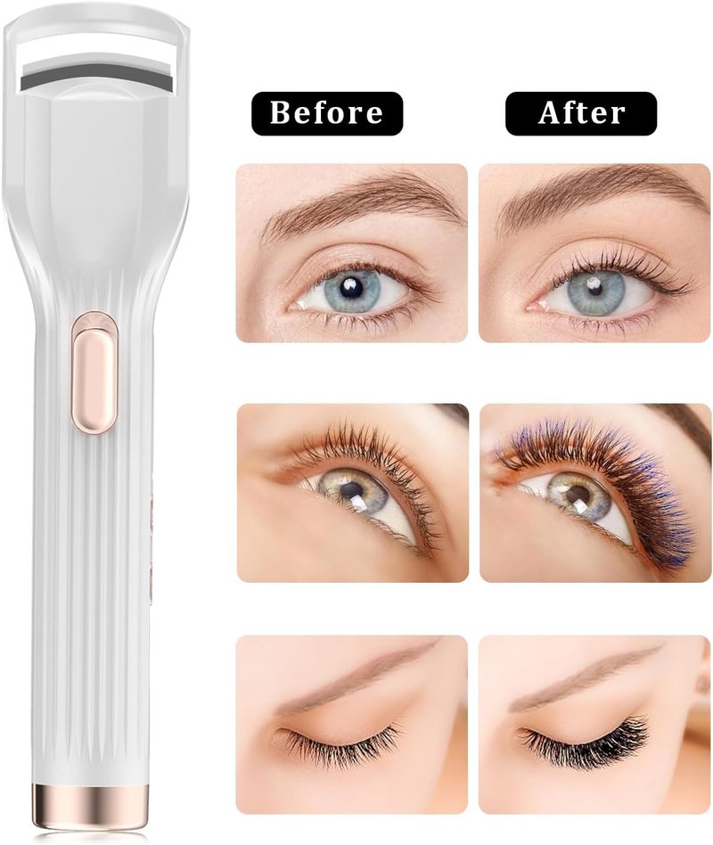 Heated Eyelash Curler - Fast Heating Rechargeable Electric Curler | 2 Heat Modes, Anti-Burn Design, White