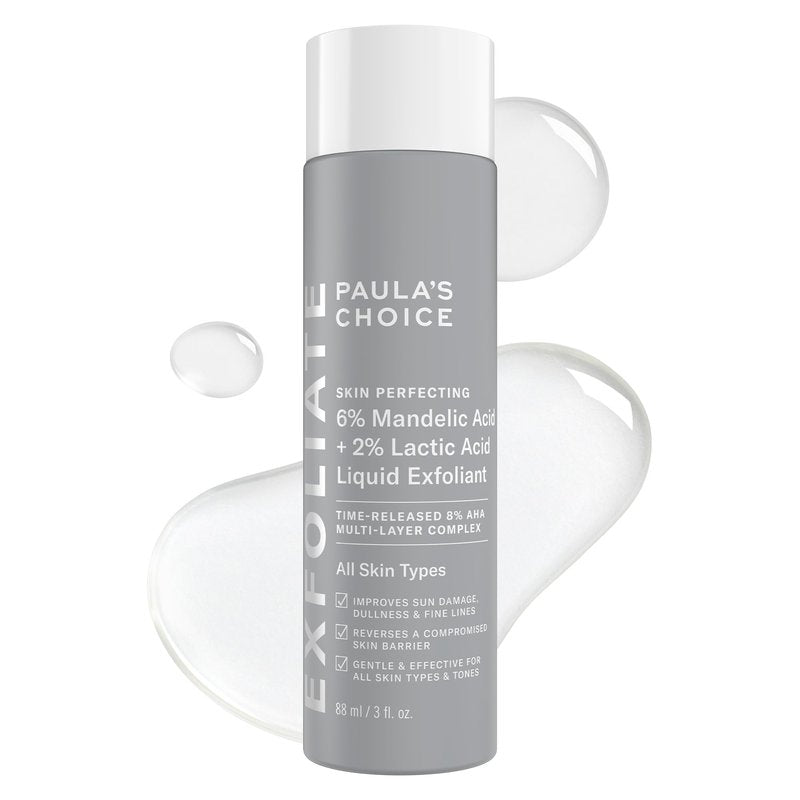 Paula’s Choice 6% Mandelic Acid + 2% Lactic Acid Exfoliant, Gentle Daily AHA Exfoliation for Discoloration, Bumpy Texture & Radiance, for Sensitive Skin, Fragrance-Free, 3 Fl. Oz.