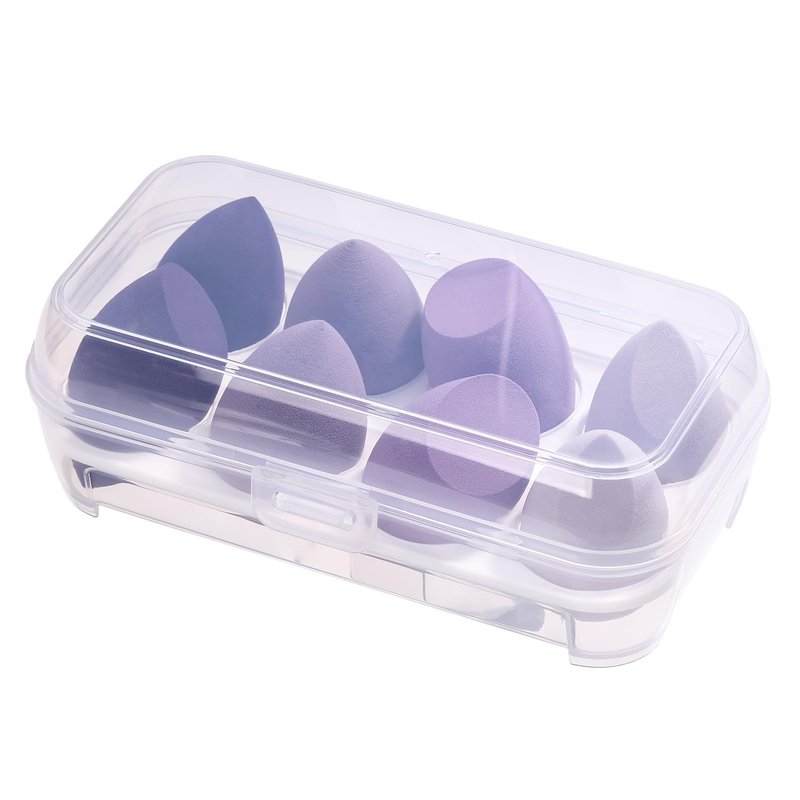 ABC Glow Beauty Blender Sponge Set – 8-Pack | Flawless Makeup Application | Latex-Free, Ultra-Soft, Reusable Makeup Sponges with Travel Case | For Liquid, Cream & Powder (Purple)