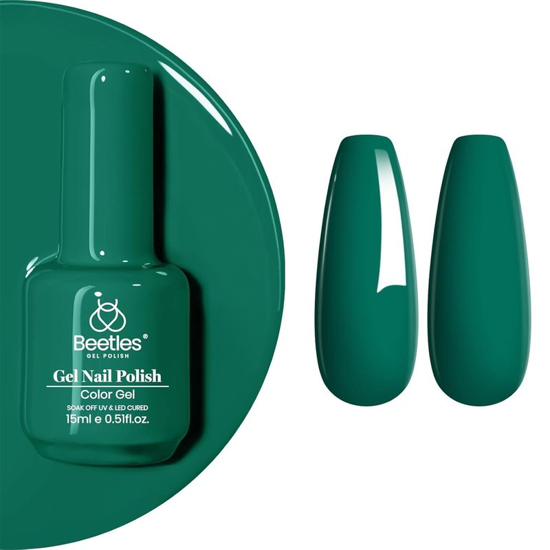 Beetles Green Gel Nail Polish 1 Pcs 15ml Emerald Green Gel Polish Soak Off Uv LED Summer Nails Lamp Needed Day Nails Art Manicure Salon DIY Home 0.51Oz