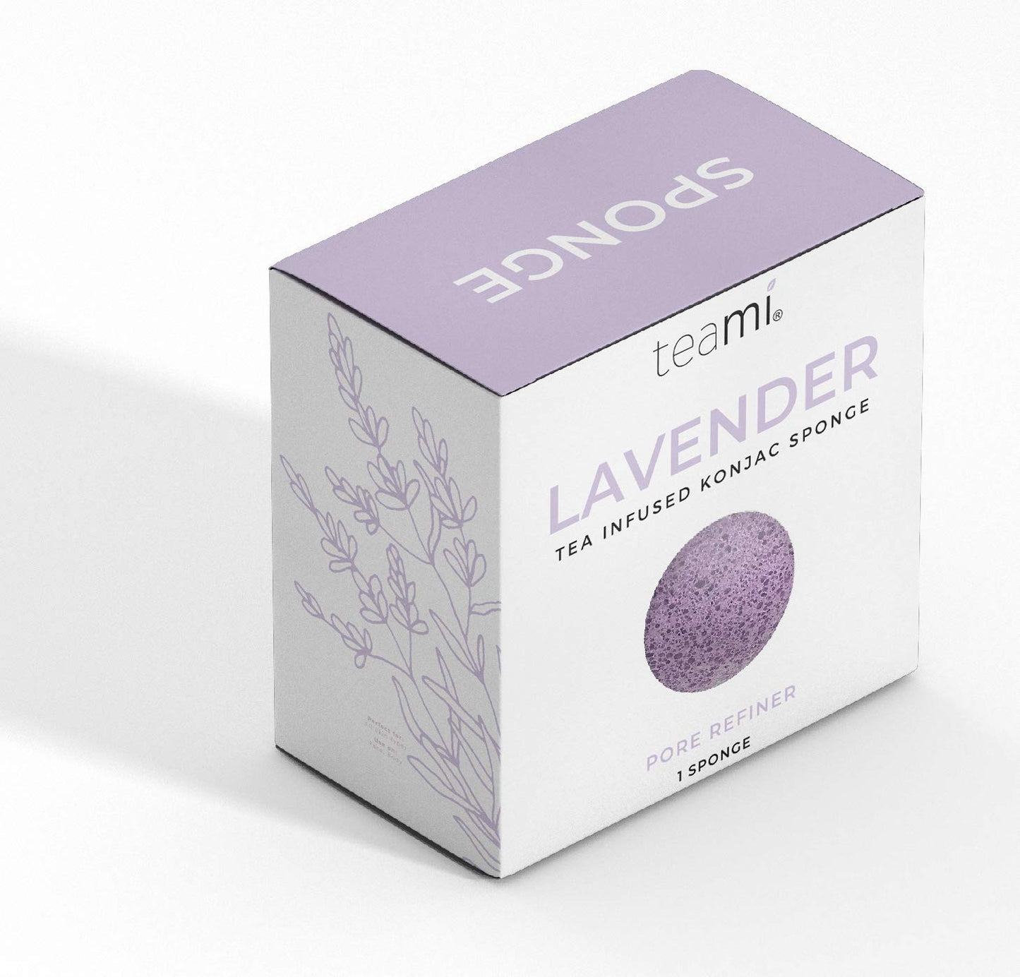 Teami Exfoliating Konjac Facial Sponge - Cleansing Pore Refining Face Sponges (Lavender)