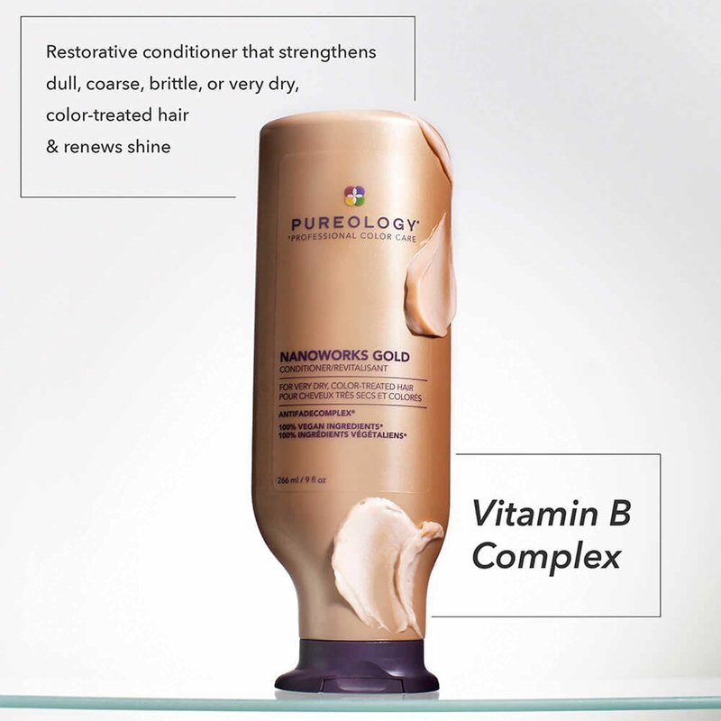 Pureology Nanoworks Gold Conditioner | For Very Dry, Color-Treated Hair | Restores & Strengthens Hair | Sulfate-Free | Vegan | Updated Packaging | 1.7 Fl. Oz. |