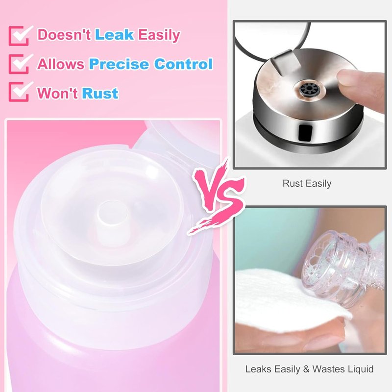 Acetone Pump Dispenser - Push Down Nail Polish Remover & Makeup Pump Bottle | 200ML (6.8oz) - 2 Pack