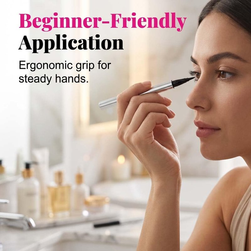 GlossPluss Long Lasting Eyeliner, Waterproof Liquid Eyeliner Pen with Ultra-Fine Tip, Smudge-Proof Quick Drying Formula, Highly Pigmented Black Eye Liner for All-Day Wear (Black + Brwon)