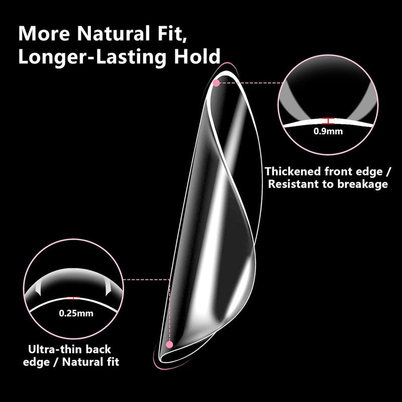 BETE Medium Almond Clear Acrylic Nail Tips - 224 Pcs in 16 Sizes | Pre-Shaped Strong Press-On Nails for DIY Manicure