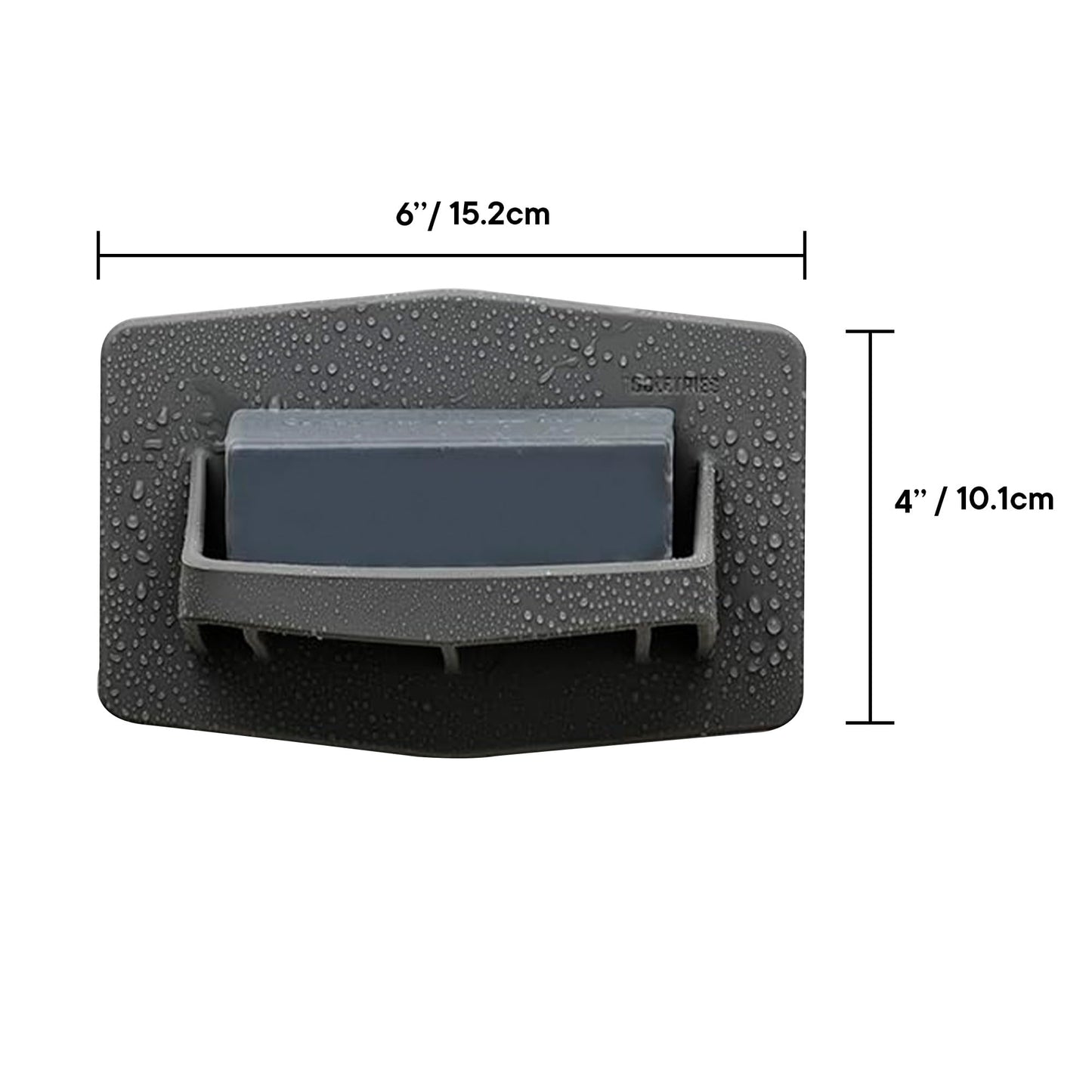 TOOLETRIES The Benjamin Soap Holder, Silicone Holder for Shower, Draining Soap Dish & Bathroom Organizer with No Residue Adhesive, Removable & Reusable - Charcoal
