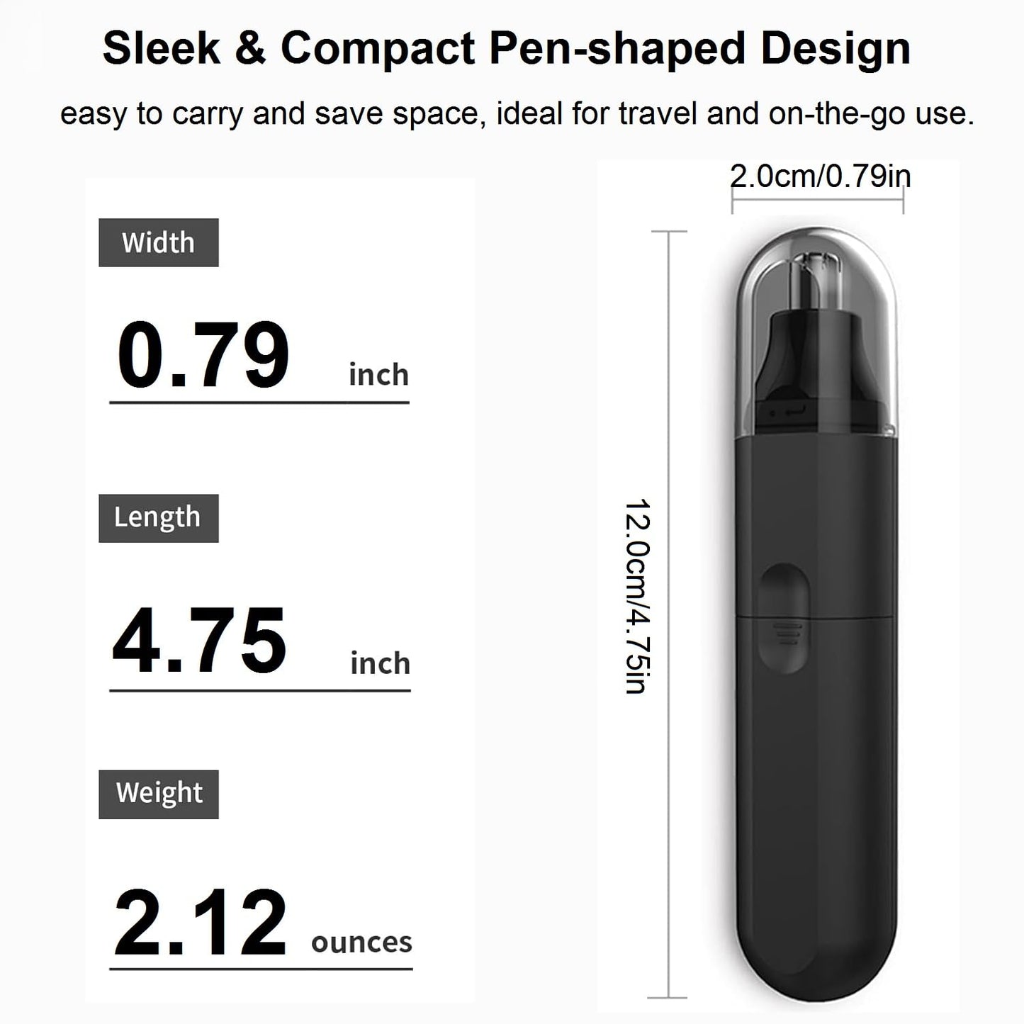 Ear and Nose Hair Trimmer Clipper - Painless Eyebrow & Facial Hair Trimmer for Men Women, Portable Battery Operated Nose Hair Trimmers with IPX7 Waterproof Dual Edge Blades for Easy Cleansing