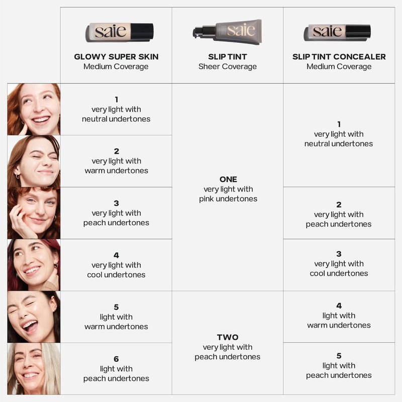 Saie Glowy Super Skin Tint Foundation - Lightweight Dewy Makeup + Hydrating Serum with Hyaluronic Acid | Shade 2 (1.01 oz)