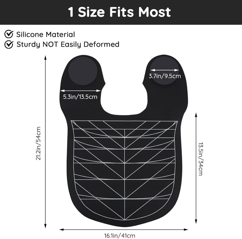 Hair Cutting Guide Mat - Waterproof Silicone Cutting Mat for Professionals | Black, Longer Design with Weighted Neck Wrap