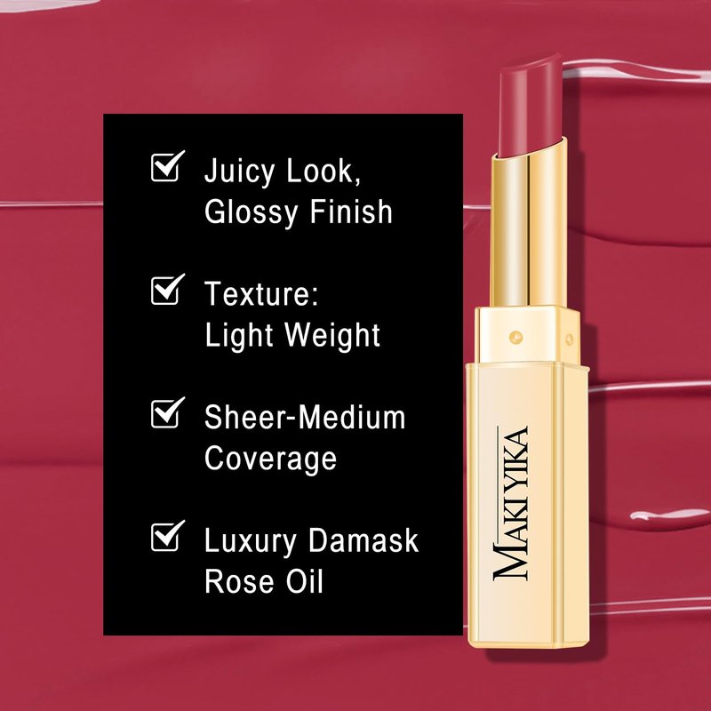 Moisture Berry Red Lipstick - Hydrating Tinted Lip Balm for Dry, Cracked Lips | Sheer Glossy Finish