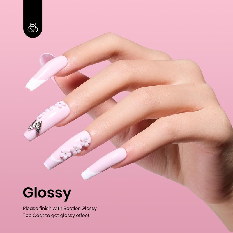 Beetles Pink Gel Polish - Barely Pink 15ML/0.51Fl Oz, Light Pink Gel Nail Polish, Soak Off UV LED Lamp Nail Art, Long-Lasting Manicure Salon DIY Home Bright Summer Nails