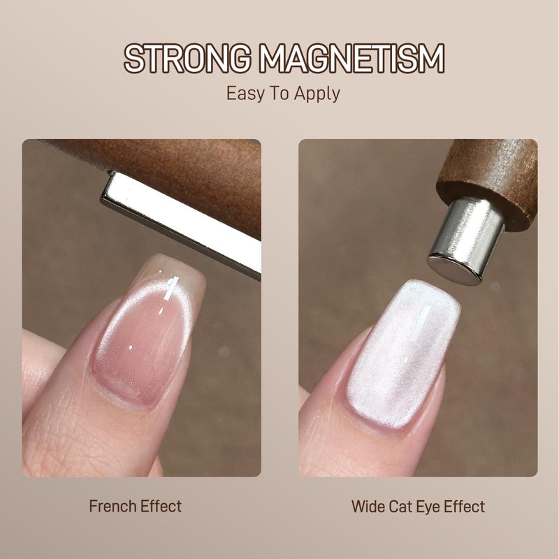 GAOY 3-in-1 Cat Eye Magnet for Nails, Cigar Shape Nail Magnet, Multi-Function Nail Magnets for Nail Art DIY at Home, Brown