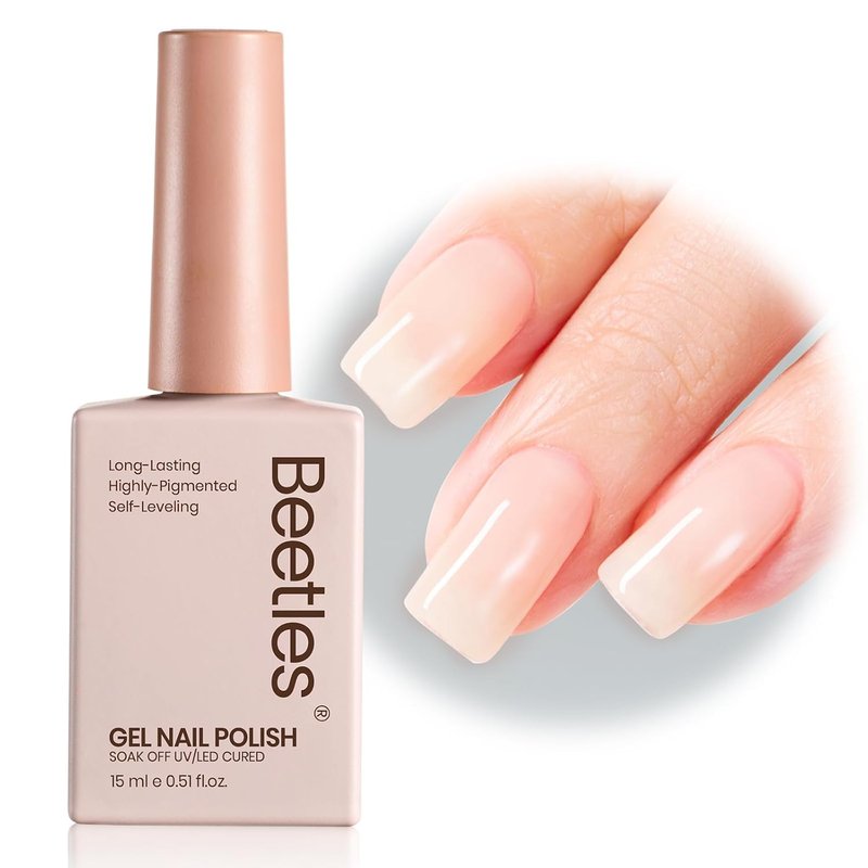 Beetles Nude Gel Polish - 15ml Translucent Neutral Nail Polish Set | Soak Off UV for Spring & Summer Nail Art