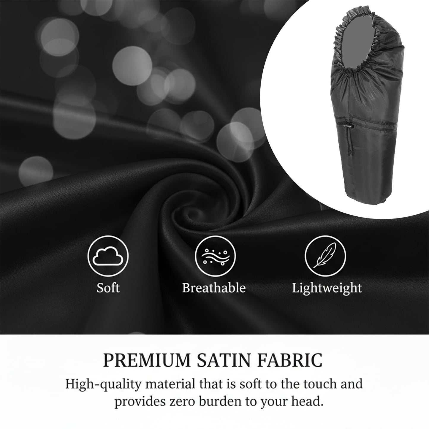 Large Shower Cap for Long Hair Extra Long Shower Cap for Braids Dreadlock Caps Waterproof Hair Bonnets Drawstring Bath Caps Applicable to Women & Men Dreadlocks (Black)
