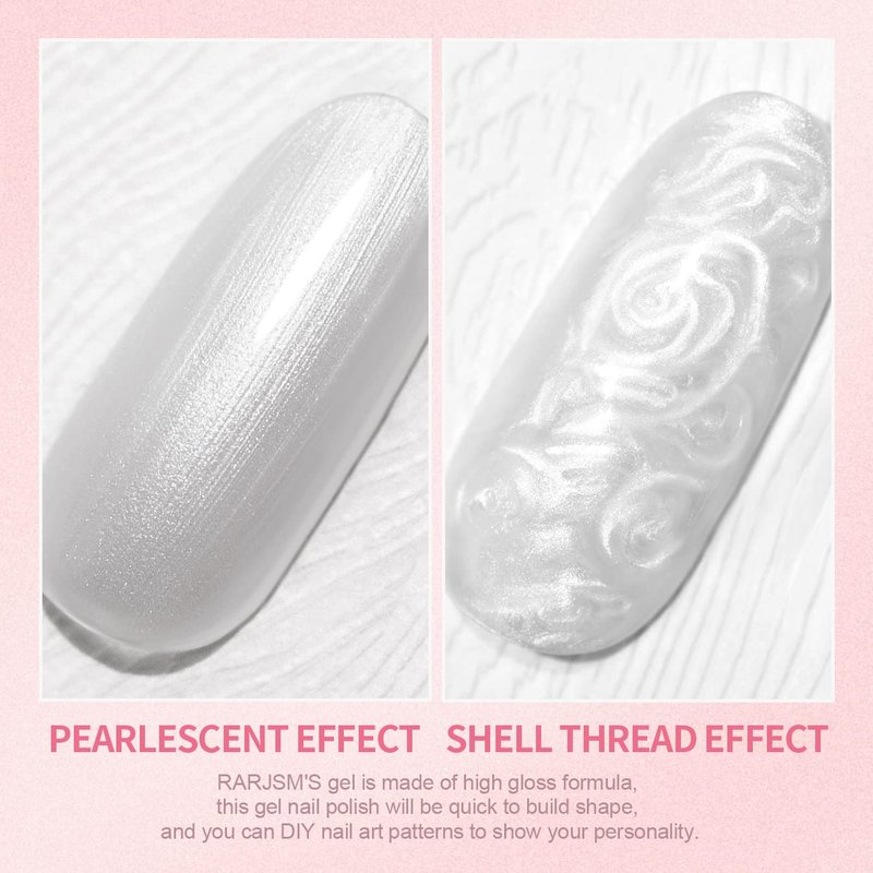 Pearl Gel Nail Polish Set - 6 Pearlescent Colors with Glitter | Soak Off Mermaid Nail Gel for DIY Manicure