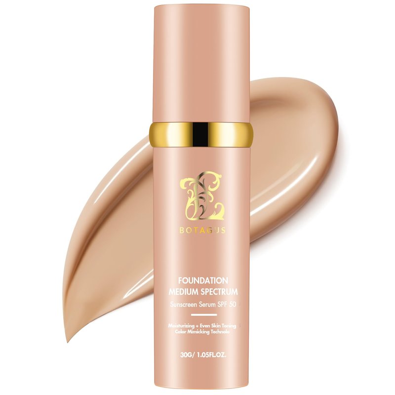 Color Changing Foundation,Foundation 4 in 1-Medium Spectrum Cosmetics Foundation Liquid with SPF 50+, Concealer Cosmetic Lightweight Makeup, Longwearing & Waterproof for Makeup Medium (1 pack)