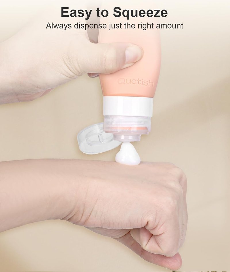 Quatish Travel Bottles - Leak Proof Silicone Toiletry Containers | TSA Approved, 3 oz, 4 Pack, Multi-Color