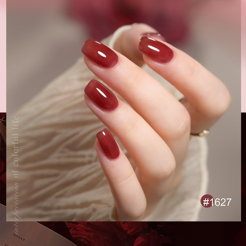 Rose Garden Jelly Gel Nail Polish Set - 6 Transparent Nude & Red Shades | DIY Manicure Kit for Salon Quality Nails