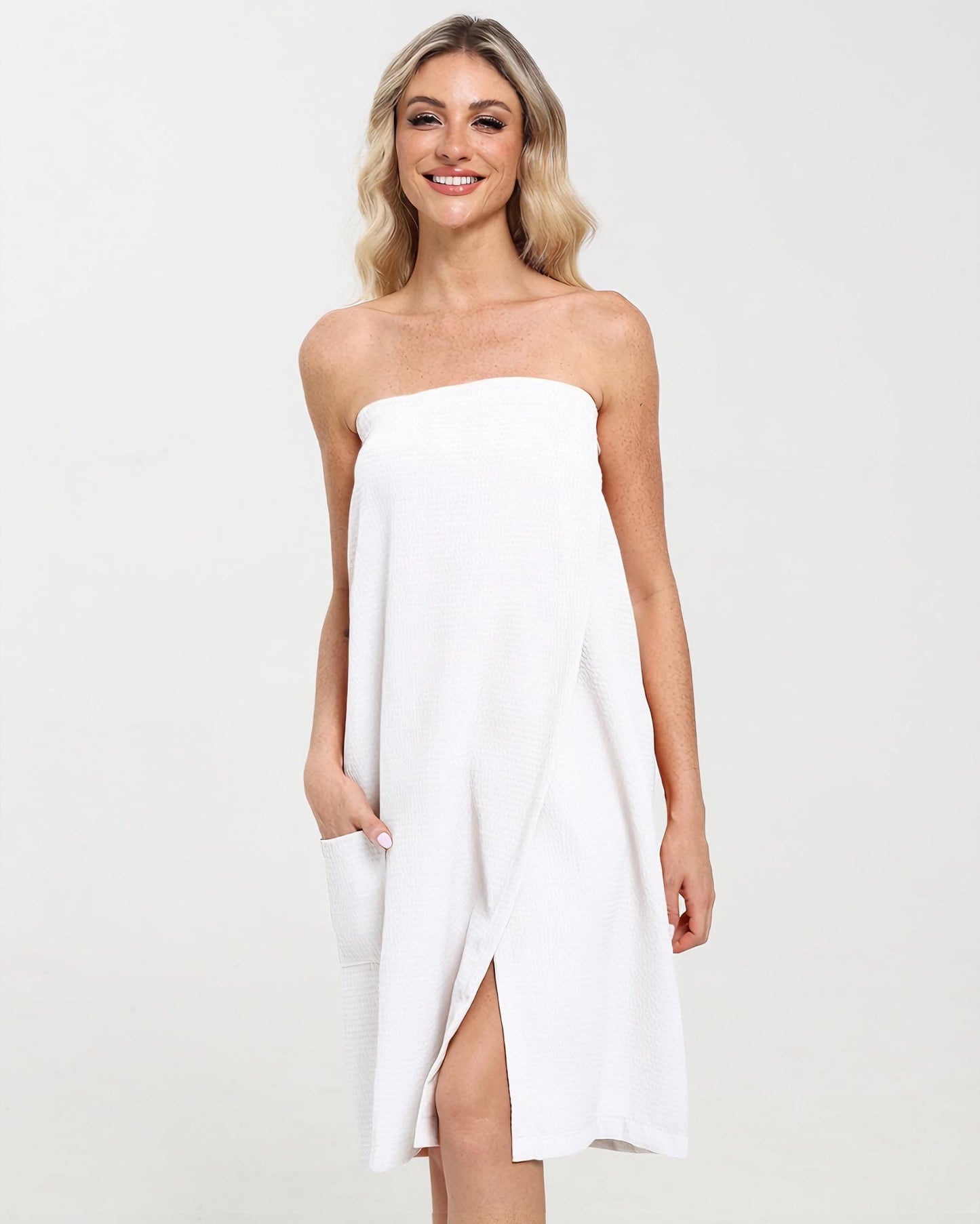 Xeoxarel Waffle Towel Wraps for Women, Lightweight Soft Shower Wrap, Perfect for Spa, Sauna, and Pool White Ivory