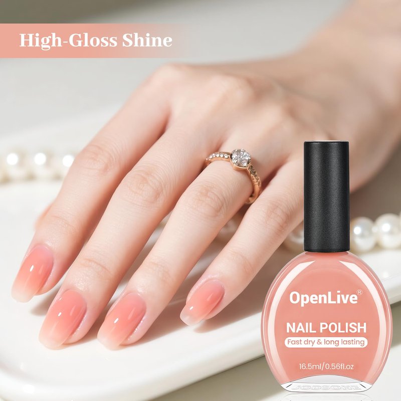 OpenLive 16.5ml Jelly Nude Pink Nail Polish Large Volume Quick Dry Nail Polish, Long Lasting Shine, Fingernail Toenail Nail Art DIY Home Travel Nail Art Gift