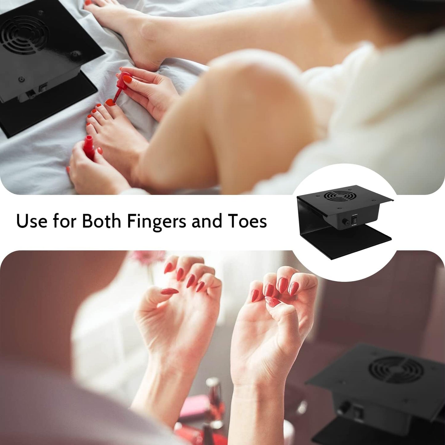 Skiennix Nail Dryer - 300W Professional Air Drying Fan with Hot & Cool Air for Manicure | Home & Salon Use
