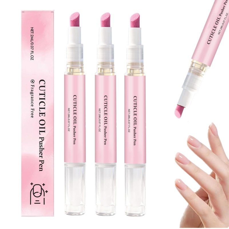 2-in-1 Cuticle Oil Pusher Pen, Professional Cuticle Pusher Oil Pen, Reusable Cuticle Oil Pen for Nail Care, Nail Care Pen for Repair & Nourish （3Pcs）