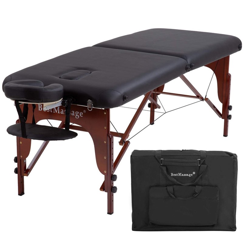 BestMassage Massage Bed Portable Massage Table 2 Fold Lash Bed Height Adjustable PU Leather with Oxford Bag for Spa Salon