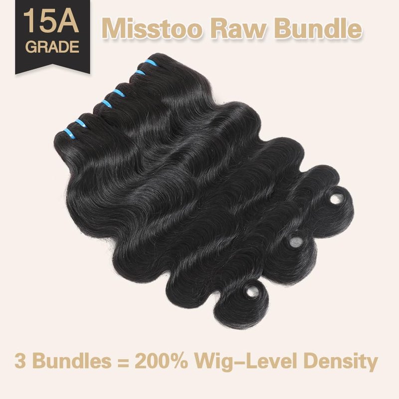 Misstoo 15A Cambodian Body Wave Bundles, 3 Bundles 18 20 22 Inch, Ultra Thin Double Drawn Sew In Weft, Unprocessed Raw Virgin Real Human Hair Extensions, Cuticle Aligned, Triple Lifespan, Reusable