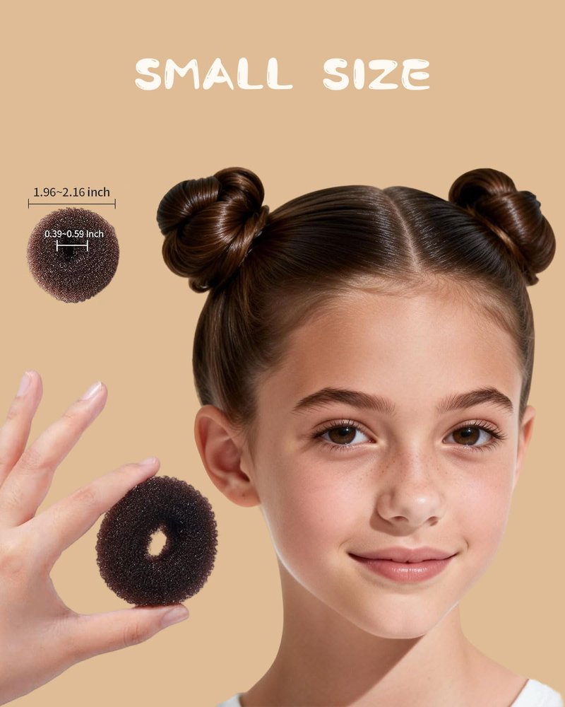 Hair Bun Maker for Kids & Women - Create Stylish Buns & Updos | 4 Black Donut Socks, Hair Wax Stick, Elastic Bands & Pins