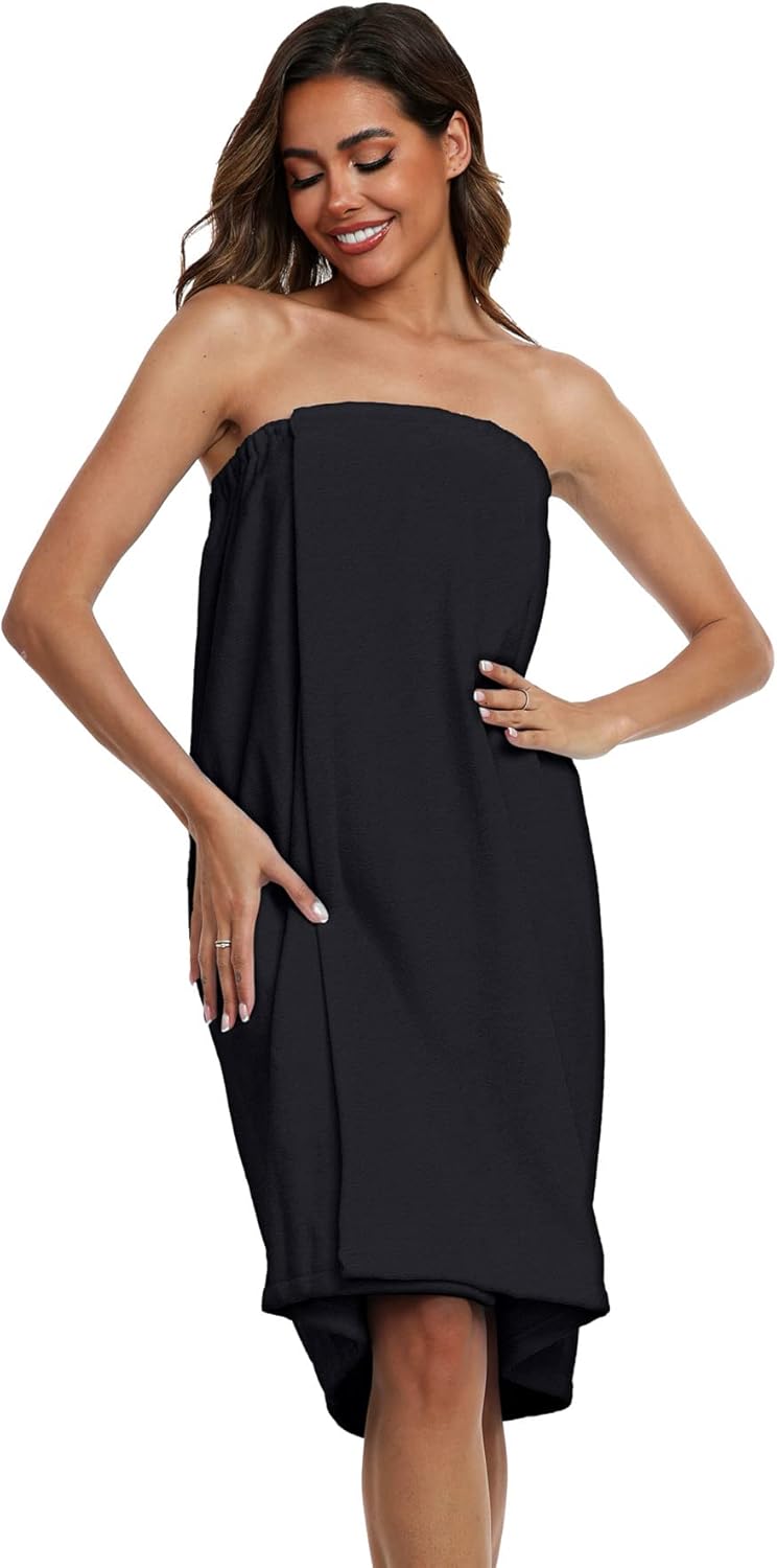 Women's Cotton Towel Wraps - Soft Bath Shower Robes | Solid Color Options
