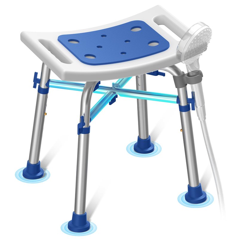 Loyoda FSA/HSA Eligible Heavy Duty Shower Chair for Inside Shower, 500lb Weight Capacity, Height-Adjustable Shower Bench with Padded Seat, Shower Stool Suitable for Elderly and Disabled