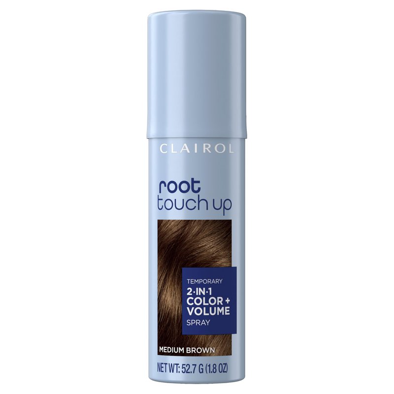 Clairol Root Touch-Up Color + Volume 2-in-1 Temporary Hair Coloring Spray, Medium Brown Hair Color, Pack of 1 - Packaging May Vary