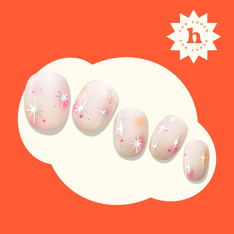 Heyhae Semi Cured Gel Nail Strips | No LED Lamp Needed | Summer, Aura, Pink | Easy Apply & Remove, Salon Quality |Includes 28 Strips, 1 Prep Pads,Nail File&Wooden stick-Hey, Shining Just for Me?