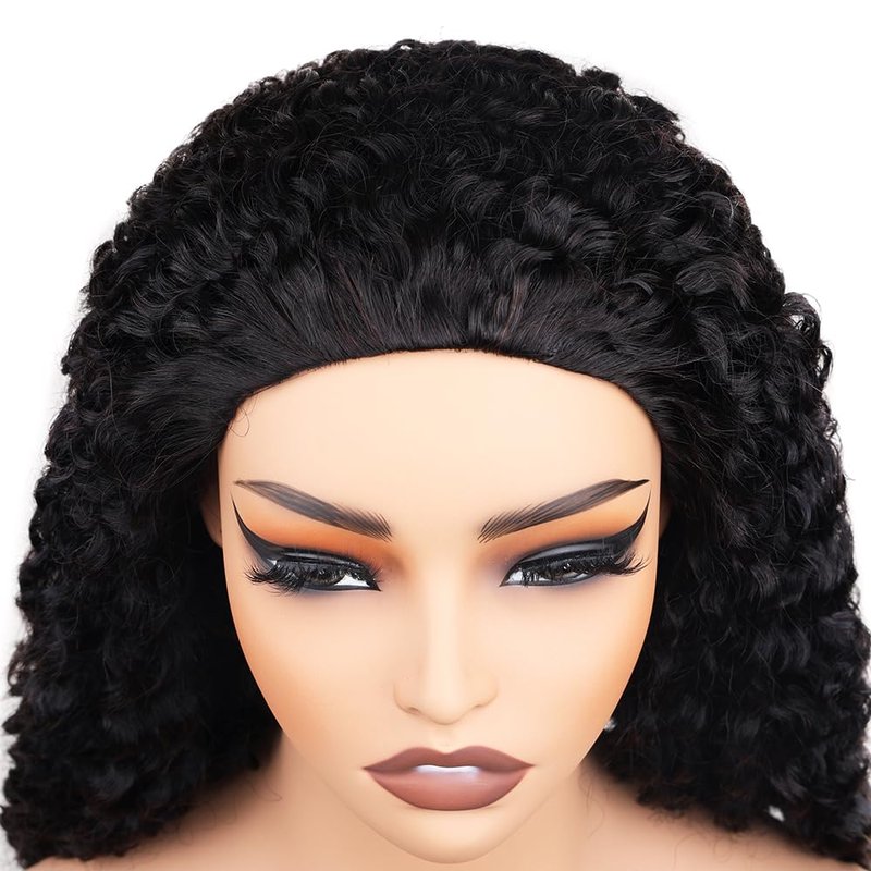 Perismodа Burmese Curly Half Wig - Glueless Human Hair with 200% Density | 18-Inch Kinky Curly Style