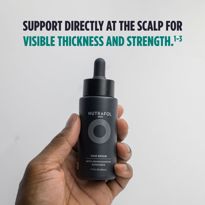 Nutrafol Men's Hair Growth Supplement and Hair Serum, Clinically Tested for Visible Thickness and Strength - 1 Month Supply, 1.7 Fl Oz Bottle