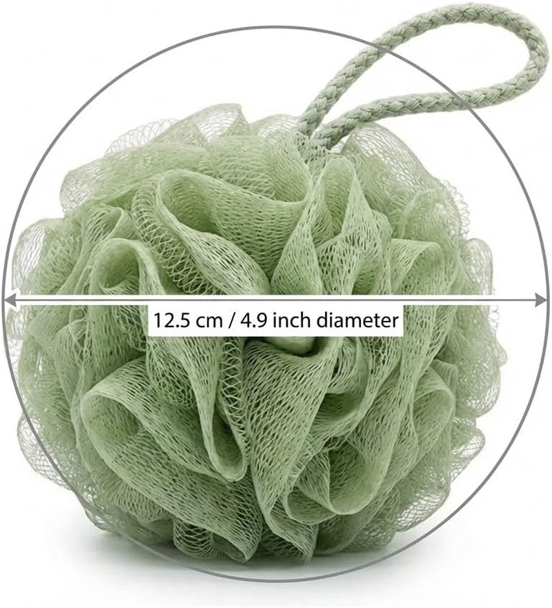 High-Density Mesh Pouf Bath Sponge by [Brand Name] - Eco-Friendly 240-Mesh Shower Scrubber | Large 4.9'' Green