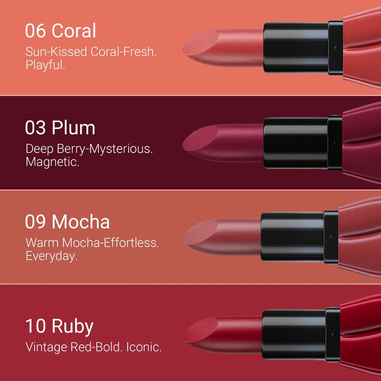 Vevivia Lighting 2Pcs Matte Lipstick Set for Women with Lip-Shaped Case, Velvet Formula for Soft, Full-Coverage Lips, Day to Night Duo Gift Set, Mocha and Plum Each