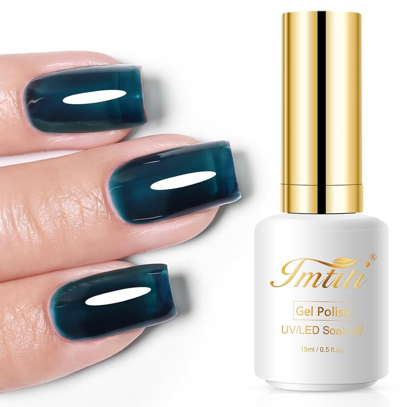 Skiennix Aegean Blue Gel Nail Polish - Translucent Blue Green Soak Off | 0.5 fl oz for DIY Nail Art