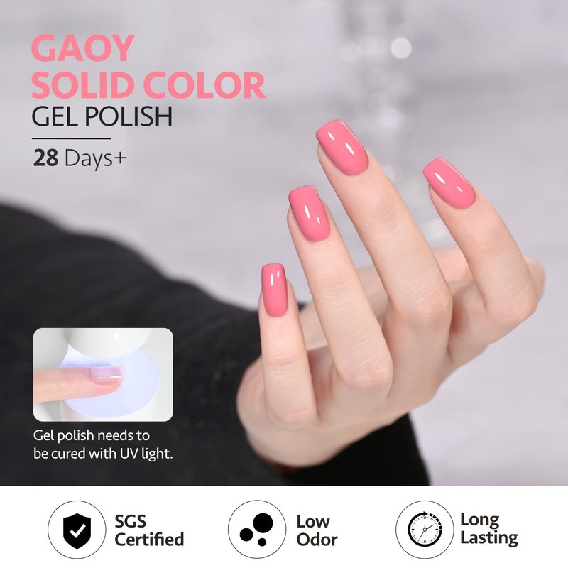 GAOY Pink Gel Nail Polish - 16ml Soak Off Formula for DIY Manicure | UV Light Cure, Cherry Pink